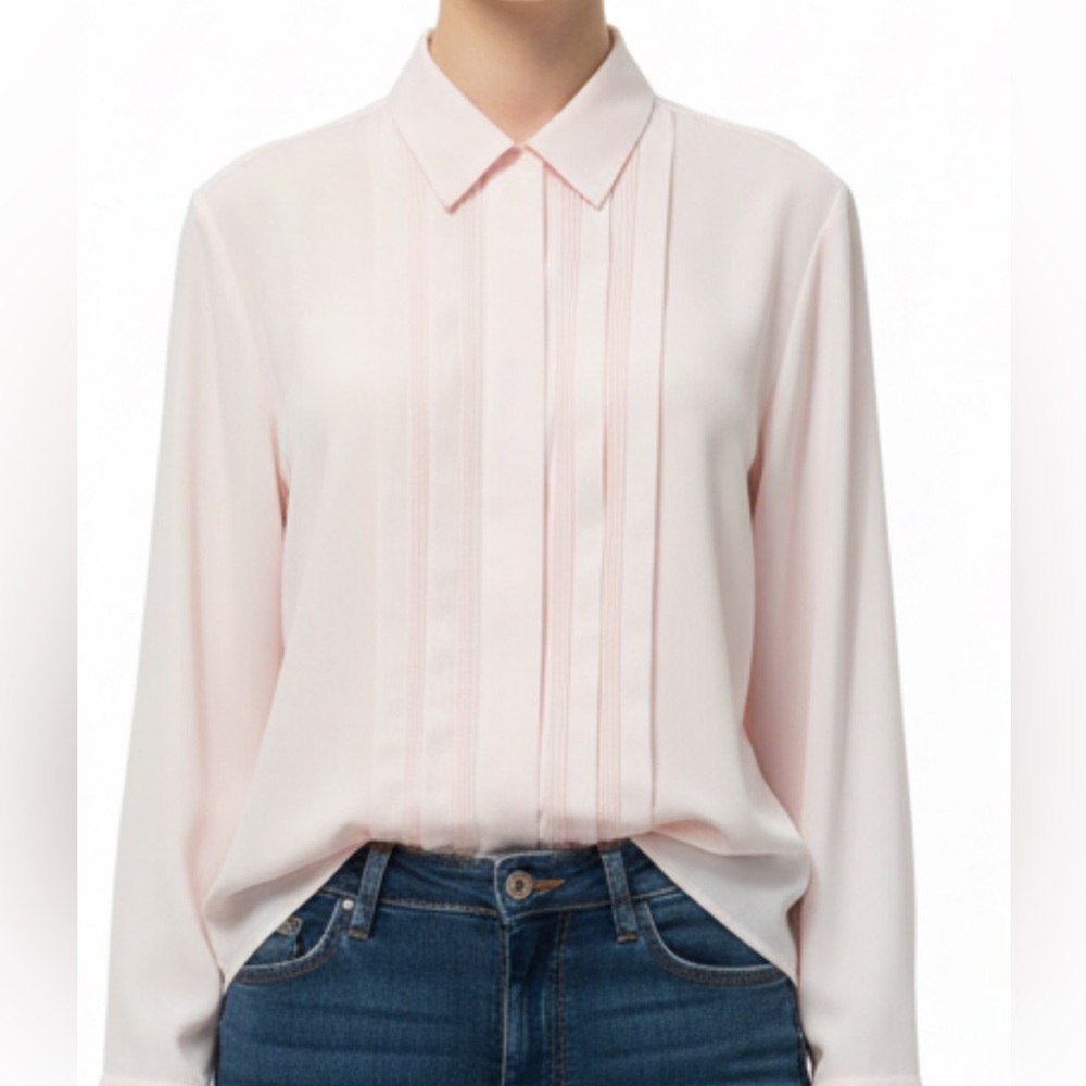 Vintage 80s Pink Pleated Blouse Christie & Jill Secretary Officecore Top Size 14